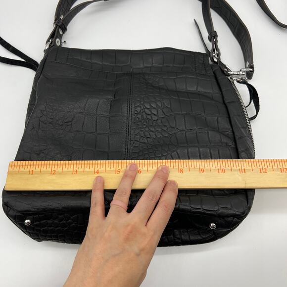 Aimee Kestenberg Leather Shoulder Bag Fifth Avenue Black Croco - Picture 6 of 14